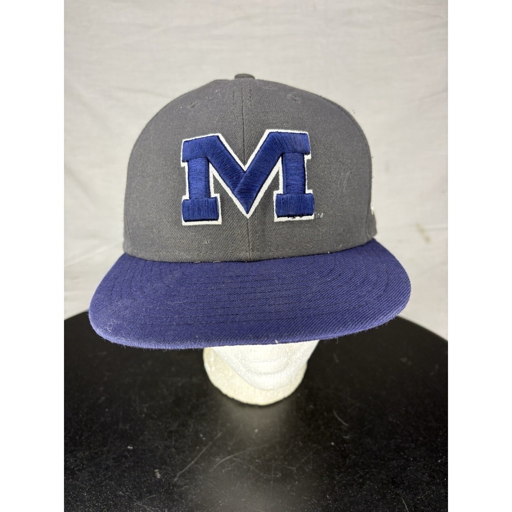 New Era 59fifty Ole Miss Rebels Fitted Hat Cap Men's Size 7 3/4 Gray & Blue